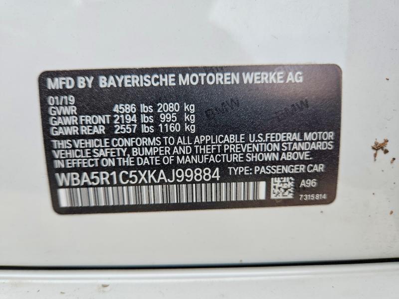 2019 Bmw 330i მანქანა იყიდება აუქციონზე, vin: WBA5R1C5XKAJ99884, აუქციონის ნომერი: 63841916