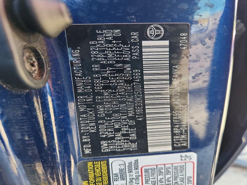 61645546 :رقم المزاد ، 4T1BE32K25U074669 vin ، 2005 Toyota Camry مزاد بيع