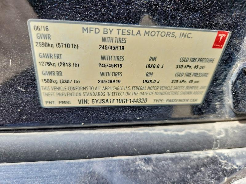 Продажа на аукционе авто 2016 Tesla Model S, vin: 5YJSA1E10GF144320, номер лота: 64678576