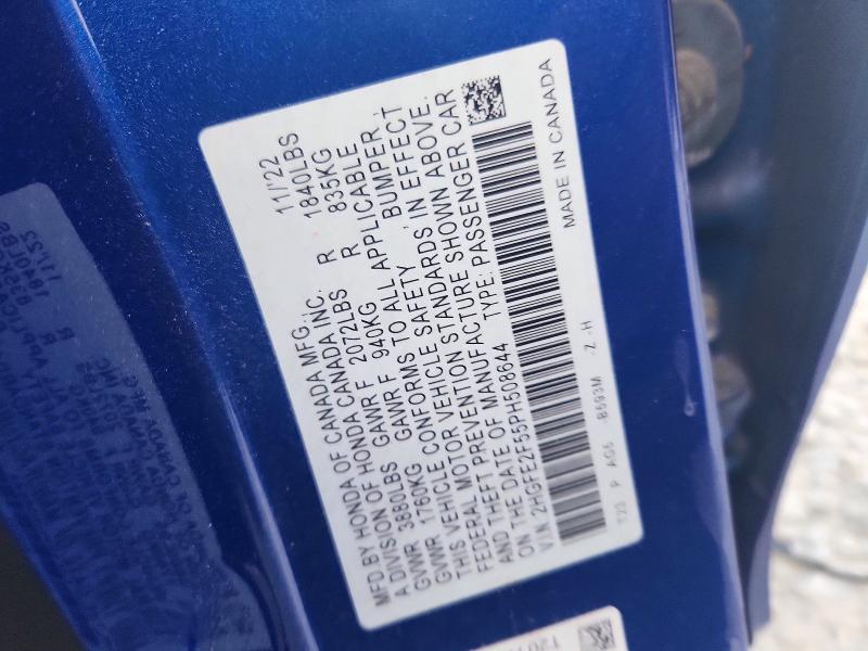 66718086 :رقم المزاد ، 2HGFE2F55PH508644 vin ، 2023 Honda Civic مزاد بيع