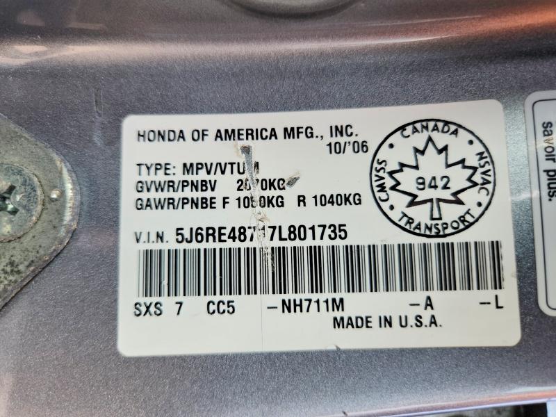 Aukcja sprzedaży 2007 Honda Cr-v, vin: 5J6RE48717L801735, numer aukcji: 63605246