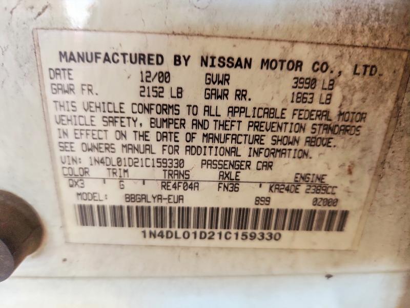 Aukcja sprzedaży 2001 Nissan Altima, vin: 1N4DL01D21C159330, numer aukcji: 66819526