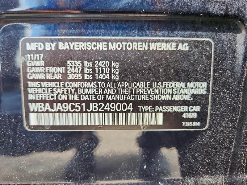 Продажа на аукционе авто 2018 Bmw 530e, vin: WBAJA9C51JB249004, номер лота: 64773236