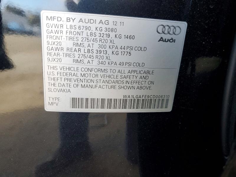 Aukcja sprzedaży 2011 Audi Q7, vin: WA1LGAFE9CD006310, numer aukcji: 66284626