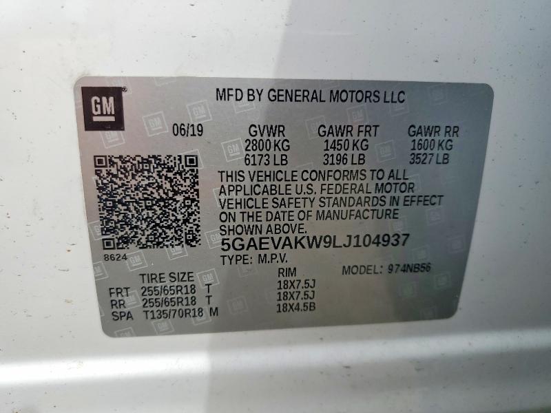Auction sale of the 2020 Buick Enclave, vin: 5GAEVAKW9LJ104937, lot number: 66460396