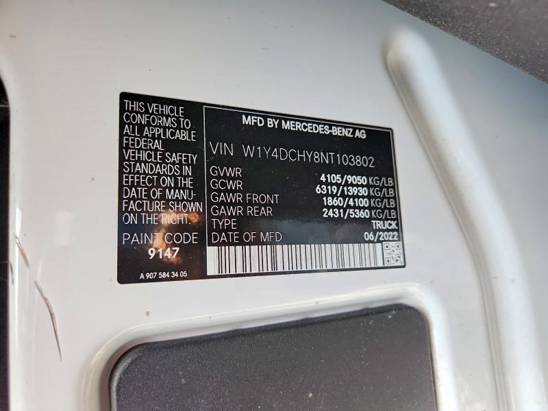 Продаж на аукціоні авто 2022 Mercedes-benz Sprinter, vin: W1Y4DCHY8NT103802, номер лоту: 63566986