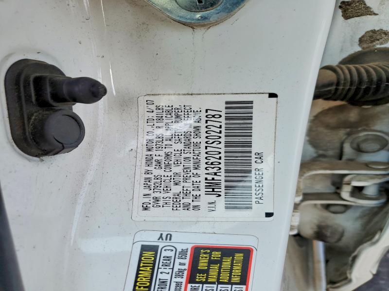 Продаж на аукціоні авто 2007 Honda Civic, vin: JHMFA36207S022787, номер лоту: 64287216