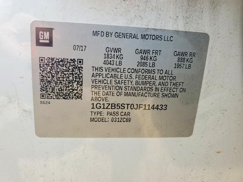 Aukcja sprzedaży 2018 Chevrolet Malibu, vin: 1G1ZB5ST0JF114433, numer aukcji: 64209806
