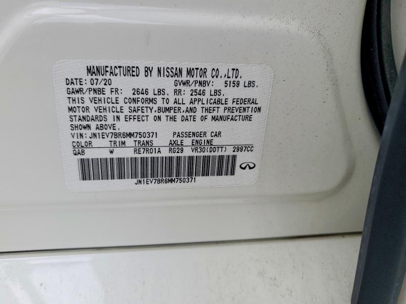 Aukcja sprzedaży 2021 Infiniti Q50, vin: JN1EV7BR6MM750371, numer aukcji: 65908096