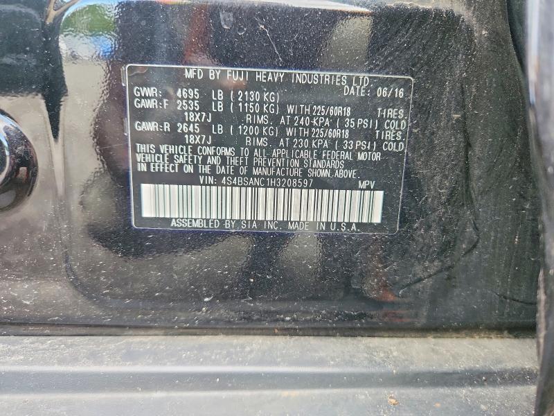 2017 Subaru Outback მანქანა იყიდება აუქციონზე, vin: 4S4BSANC1H3208597, აუქციონის ნომერი: 63313666