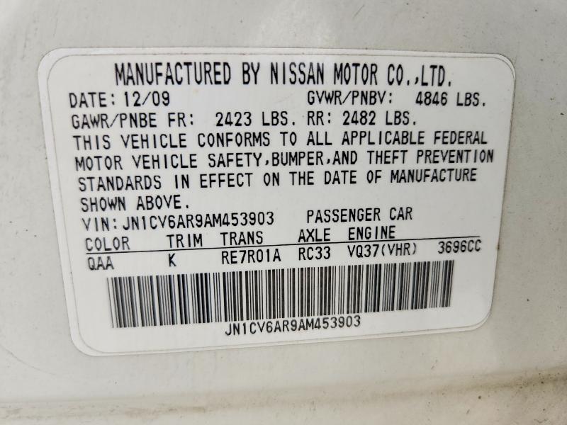 66194506 :رقم المزاد ، JN1CV6AR9AM453903 vin ، 2010 Infiniti G37 Sedan مزاد بيع