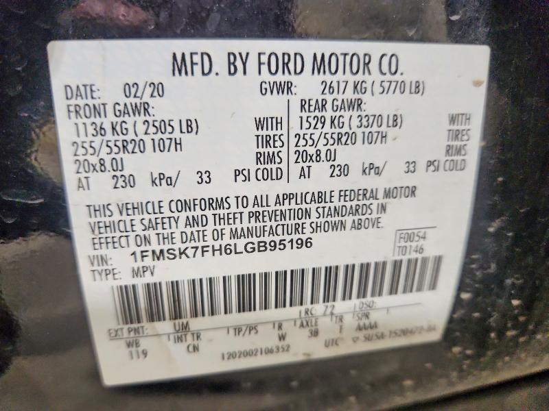 Продажа на аукционе авто 2020 Ford Explorer, vin: 1FMSK7FH6LGB95196, номер лота: 63814106