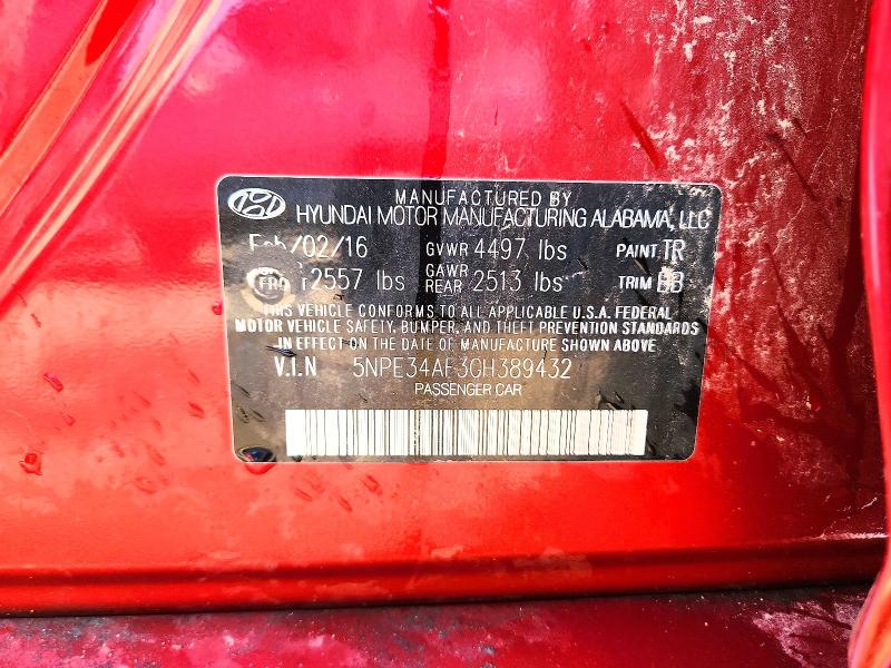 65050956 :رقم المزاد ، 5NPE34AF3GH389432 vin ، 2016 Hyundai Sonata مزاد بيع