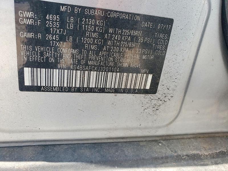 Aukcja sprzedaży 2018 Subaru Outback, vin: 4S4BSAFCXJ3201104, numer aukcji: 63617766