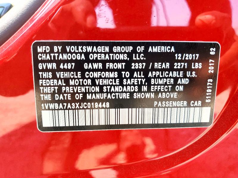 Продаж на аукціоні авто 2018 Volkswagen Passat, vin: 1VWBA7A3XJC019448, номер лоту: 64191546