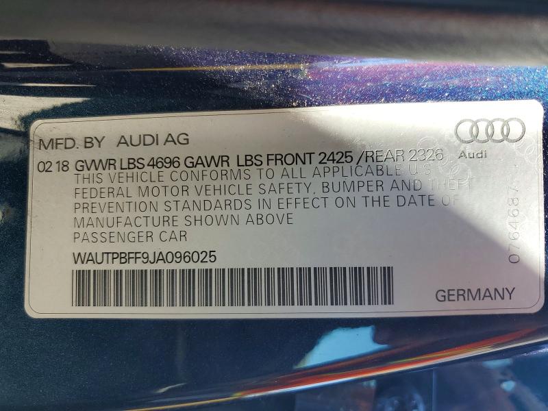 Aukcja sprzedaży 2018 Audi A3, vin: WAUTPBFF9JA096025, numer aukcji: 65700626