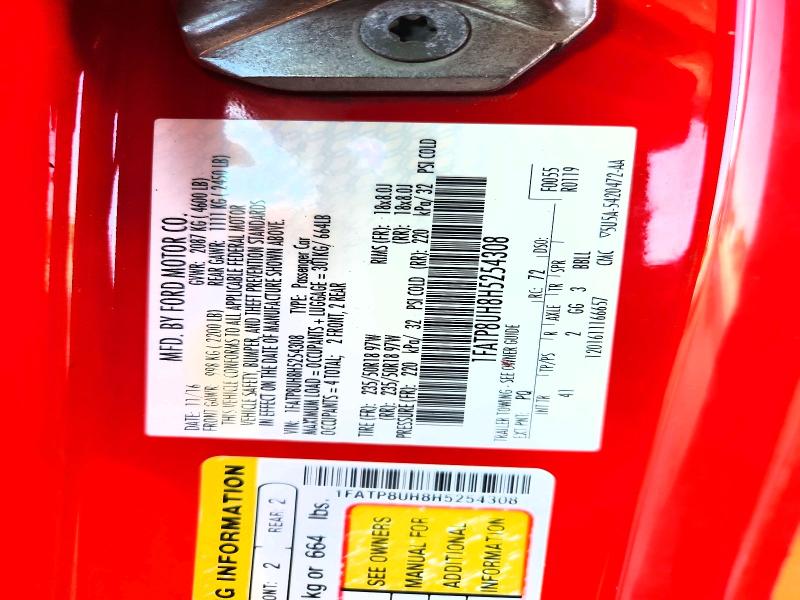65797176 :رقم المزاد ، 1FATP8UH8H5254308 vin ، 2017 Ford Mustang مزاد بيع