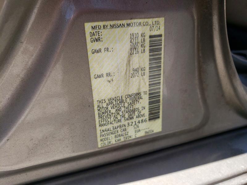 66005806 :رقم المزاد ، 1N4AL3AP8FN321486 vin ، 2015 Nissan Altima مزاد بيع