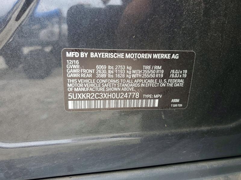 Aukcja sprzedaży 2017 Bmw X5, vin: 5UXKR2C3XH0U24778, numer aukcji: 63187166
