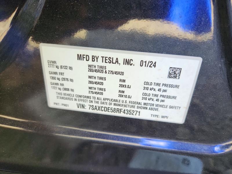Продажа на аукционе авто 2024 Tesla Model X, vin: 7SAXCDE58RF435271, номер лота: 64515406