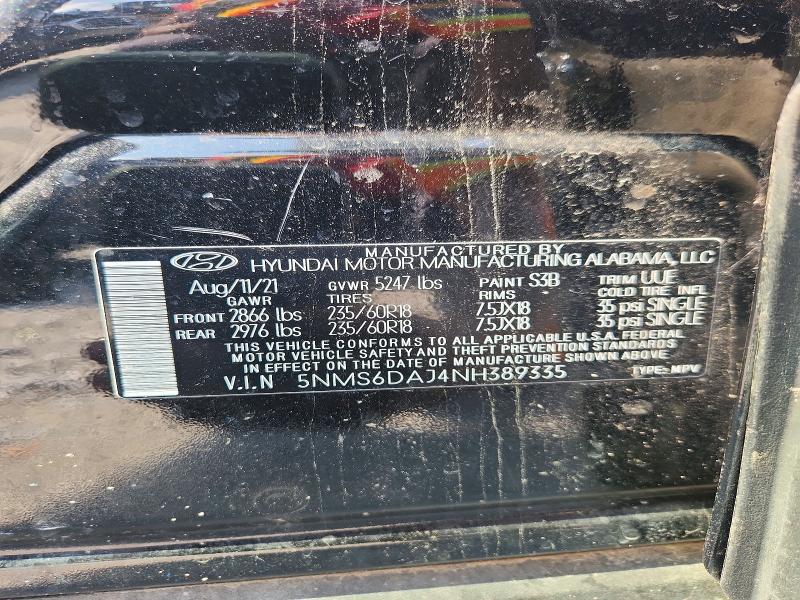 63231586 :رقم المزاد ، 5NMS6DAJ4NH389335 vin ، 2022 Hyundai Santa Fe مزاد بيع