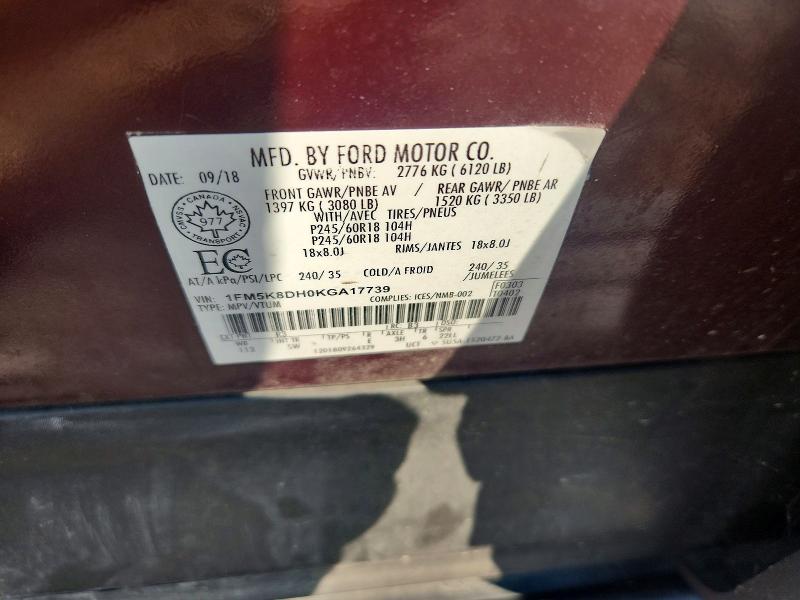 Aukcja sprzedaży 2019 Ford Explorer, vin: 1FM5K8DH0KGA17739, numer aukcji: 64731966