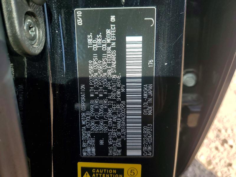 Aukcja sprzedaży 2010 Lexus Rx, vin: JTJZB1BA9A2002958, numer aukcji: 65446416