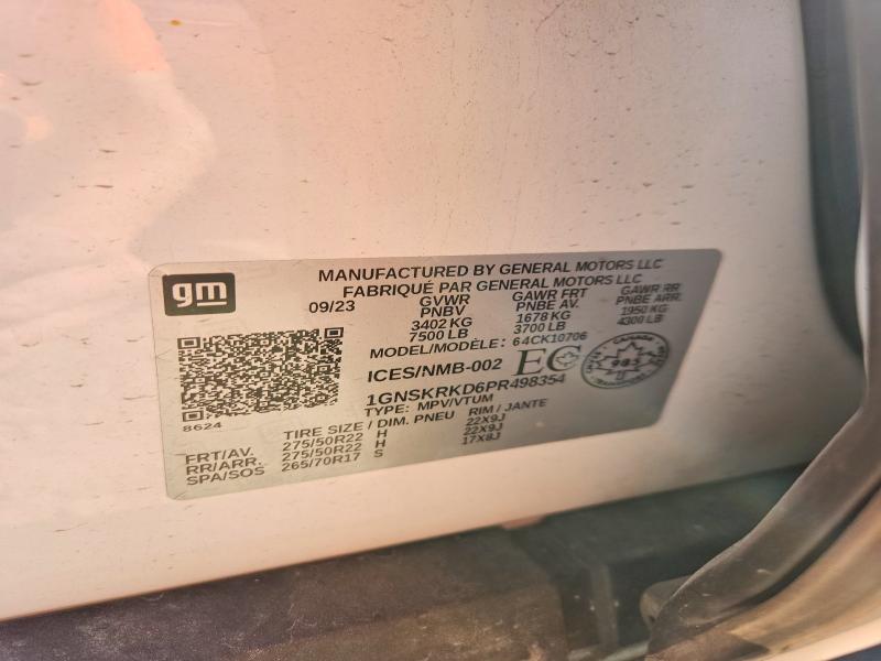 2023 Chevrolet Tahoe მანქანა იყიდება აუქციონზე, vin: 1GNSKRKD6PR498354, აუქციონის ნომერი: 66039846