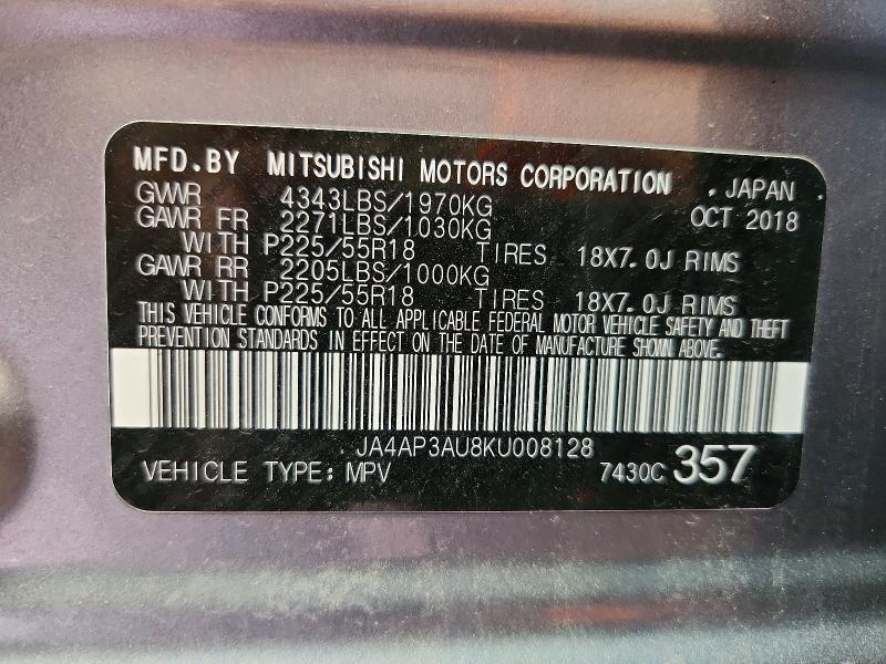 Aukcja sprzedaży 2019 Mitsubishi Outlander Sport, vin: JA4AP3AU8KU008128, numer aukcji: 63938186