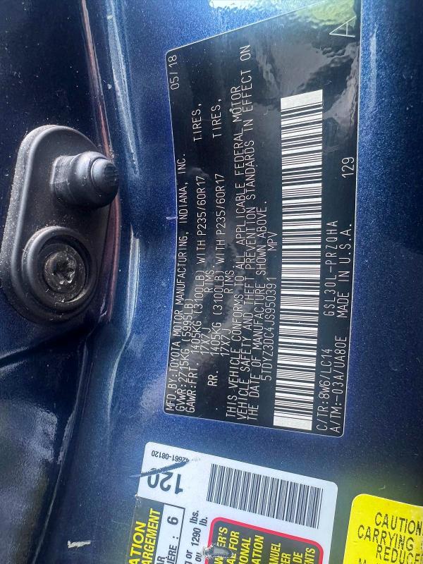Aukcja sprzedaży 2018 Toyota Sienna, vin: 5TDYZ3DC4JS950391, numer aukcji: 64737526
