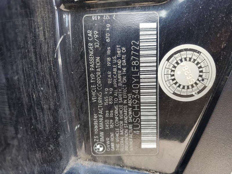 Продаж на аукціоні авто 2000 Bmw Z3, vin: 4USCH9340YLF87722, номер лоту: 67024056
