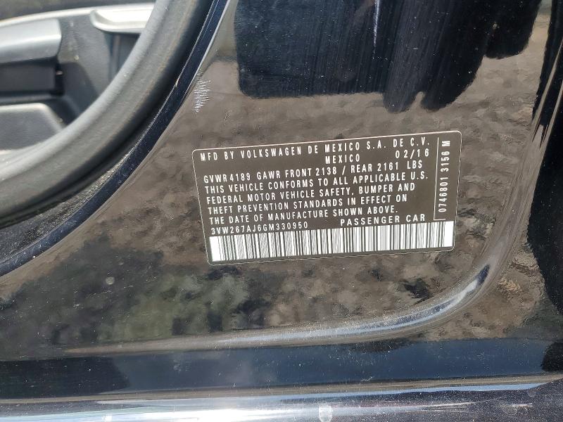 2016 Volkswagen Jetta მანქანა იყიდება აუქციონზე, vin: 3VW267AJ6GM330950, აუქციონის ნომერი: 64116776