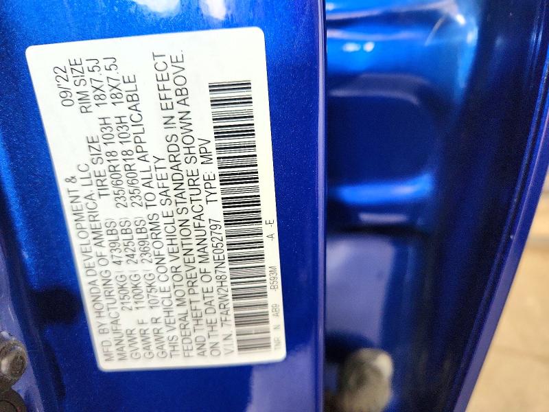 63033076 :رقم المزاد ، 7FARW2H87NE052797 vin ، 2022 Honda Cr-v مزاد بيع