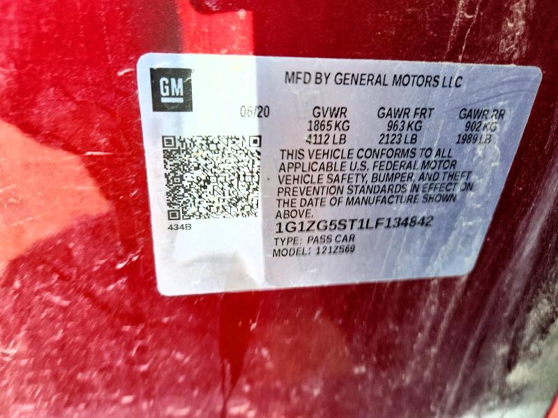 Продаж на аукціоні авто 2020 Chevrolet Malibu, vin: 1G1ZG5ST1LF134842, номер лоту: 63899406