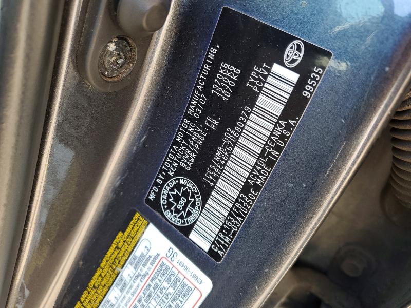2007 Toyota Camry მანქანა იყიდება აუქციონზე, vin: 4T1BE46K67U680379, აუქციონის ნომერი: 63676206