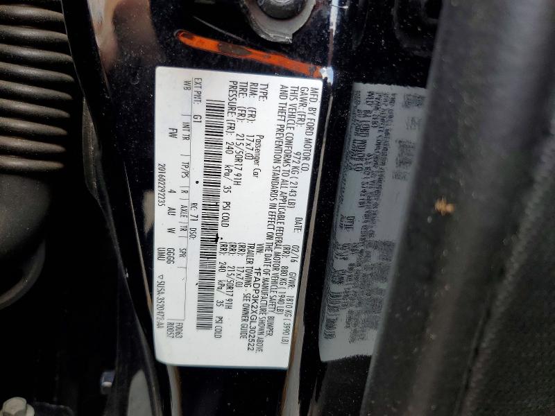 2016 Ford Focus მანქანა იყიდება აუქციონზე, vin: 1FADP3K2XGL302522, აუქციონის ნომერი: 63530396