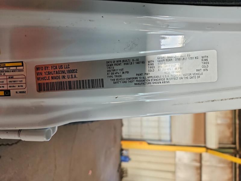 Продаж на аукціоні авто 2022 Jeep Gladiator, vin: 1C6HJTAG3NL180052, номер лоту: 66335426