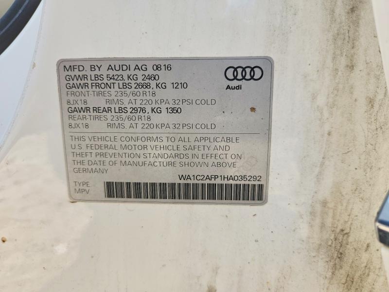 Продаж на аукціоні авто 2017 Audi Q5, vin: WA1C2AFP1HA035292, номер лоту: 65804606