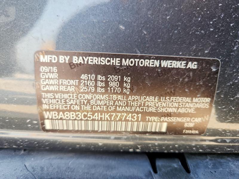 63729606 :رقم المزاد ، WBA8B3C54HK777431 vin ، 2017 Bmw 340 مزاد بيع