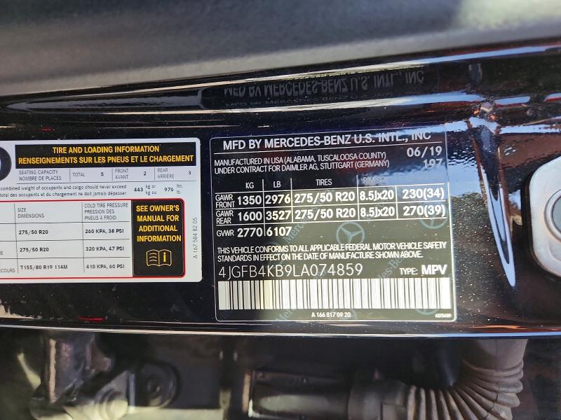 Aukcja sprzedaży 2020 Mercedes-benz Gle, vin: 4JGFB4KB9LA074859, numer aukcji: 63787546