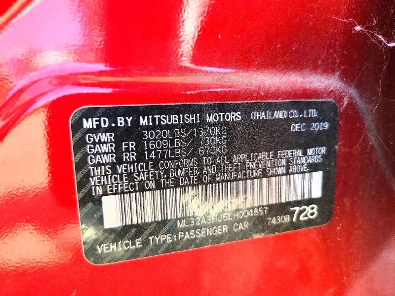 2020 Mitsubishi Mirage მანქანა იყიდება აუქციონზე, vin: ML32A3HJ6LH004857, აუქციონის ნომერი: 64308916