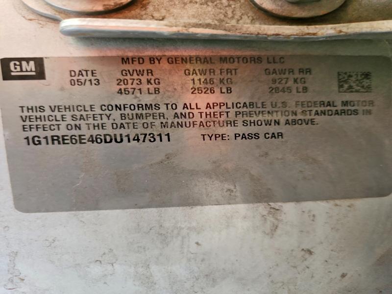 2013 Chevrolet Volt მანქანა იყიდება აუქციონზე, vin: 1G1RE6E46DU147311, აუქციონის ნომერი: 65613446