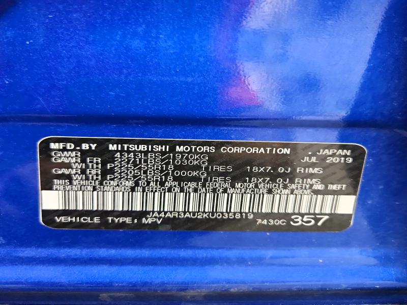 Aukcja sprzedaży 2019 Mitsubishi Outlander Sport, vin: JA4AR3AU2KU035819, numer aukcji: 66057776