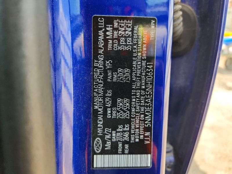 64828536 :رقم المزاد ، 5NMJE3AE5NH106341 vin ، 2022 Hyundai Tucson مزاد بيع