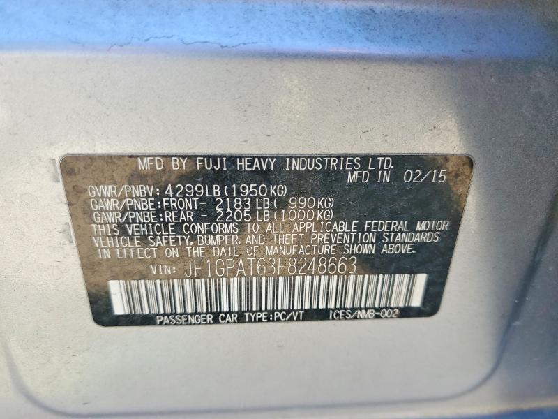 Aukcja sprzedaży 2015 Subaru Impreza, vin: JF1GPAT63F8248663, numer aukcji: 63886676