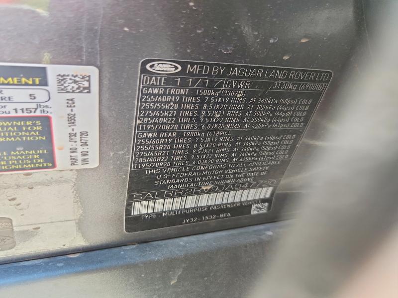 2018 Land Rover Discovery მანქანა იყიდება აუქციონზე, vin: SALRR2RV9JA047720, აუქციონის ნომერი: 66557636