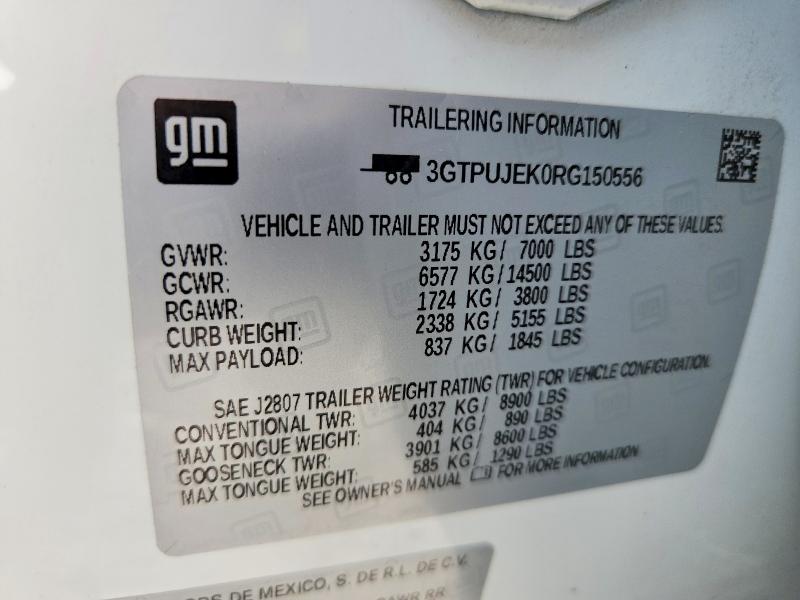 Продаж на аукціоні авто 2024 Gmc Sierra, vin: 3GTPUJEK0RG150556, номер лоту: 66354786