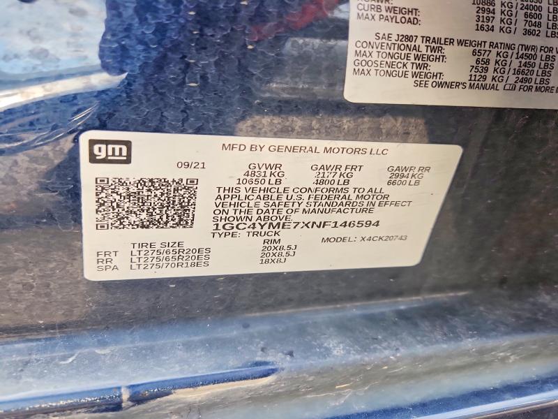 Aukcja sprzedaży 2022 Chevrolet Silverado, vin: 1GC4YME7XNF146594, numer aukcji: 66557346