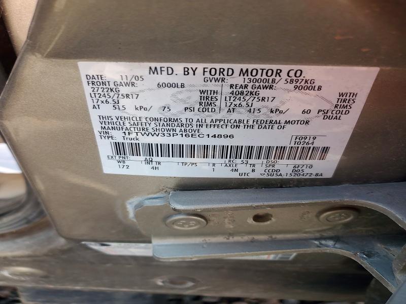 65731546 :رقم المزاد ، 1FTWW33P16EC14896 vin ، 2006 Ford F350 مزاد بيع