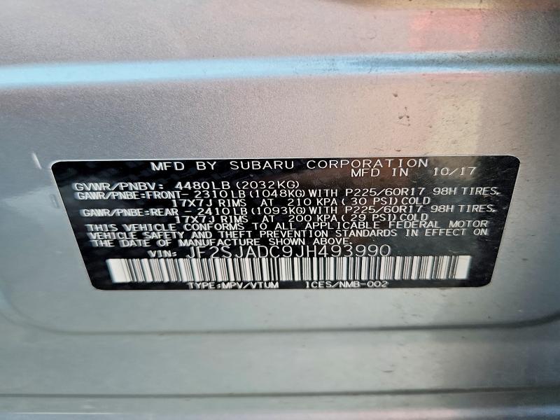 Aukcja sprzedaży 2018 Subaru Forester, vin: JF2SJADC9JH493990, numer aukcji: 64784516